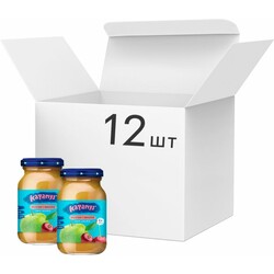Карапуз. Упаковка пюре Яблуко і вишня без цукру 170 г x 12 шт (4820134722038)
