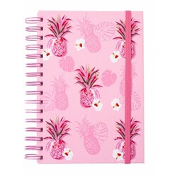 Buromax. Блокнот на пружине сбоку FRUCTS, А-5, 80л., клетка, тв. картонная обложка, розовый