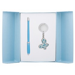 Langres. Набір подарунковий "Night Moth": ручка кулькова + брилок, синій (803944)