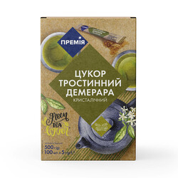 Премия. Сахар Демерара тростниковый коричневый стик 500 г(4823096418223)