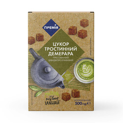 Премия. Сахар Премия Демерара тростниковый коричневый прессов 500г (4823096418247)