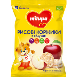Milupa. Рисові коржі Milupa з Яблуком 7м + 40г. (8720097005635)