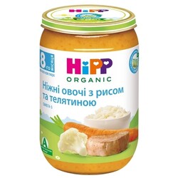 Нірр "М'ясо-овочеве пюре Ніжні овочі з рисом і телятиною" 8+ м, 220 г (9062300108689)