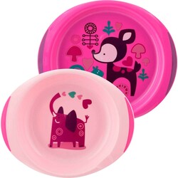 Сhicco. Набір дитячого посуду Тарілки Easy Feeding 2 шт 12M+ Рожевий(8058664086573)