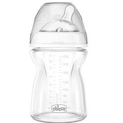 Chicco. Пляшка для годування скляна Natural Feeling c силіконовою соскою 0м+ 250 мл (80586640