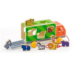 Viga Toys. Дерев'яна каталка-сортер Вантажівка з звірятами (50344)