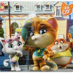 Vladi Toys.  Мягкий квадратный пазл 44 Кота в кафе 25 элементов  (4820195058091)