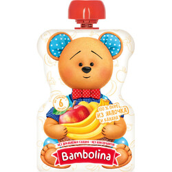 Bambolina. Фруктове пюре "Яблуко-банан" 6 мес+  ПАУЧ, 90 г(002158)