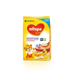 Milupa. Молочна каша Мультизлакова з фруктами, пластівцями і кульками, 210 г(5900852930102)