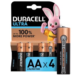 Лужні батареї Duracell Ultra Power AA 1.5В LR6 4 шт (5000394062573)