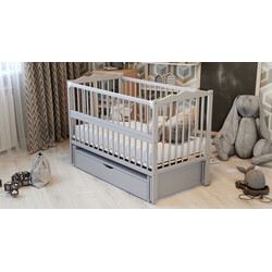 Ліжко дитяче Дубик-М Веселка на шарнірах з підшипником + ящик + відкидна боковина сіра (30673995)