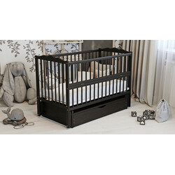 Ліжко дитяче Дубик-М Веселка на шарнірах з підшипником + ящик + відкидна боковина темний венге