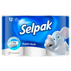 Туалетная бумага  трехслойная Белая 12 рулонов  (8690530004368)