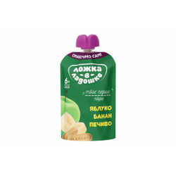 Пюре для детей от 6мес Яблоко-банан-печенье Ложка в ладошке д/п 90г. (4812021001722)