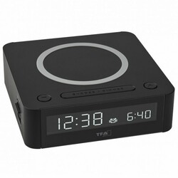 Будильник з бездротовою зарядкою TFA "EASY-CHARGE WIRELESS" (стандарт Qi) та USB-зарядкою (60203001)