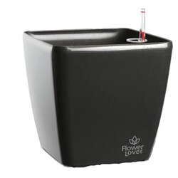 Вазон із системою автополиву Quadrato Flower Lover, 22x22x21см, глянсовий, чорний (4111662)