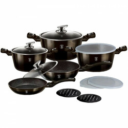Набір посуду із 13 предметів Berlinger Haus Metallic Line Shiny Black Collection (BH-7032)