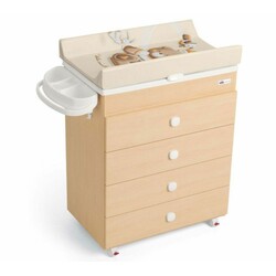 Комод з пеленальним столиком і ванночкою ASIA, колір натуральний, МДФ (8005549359161)