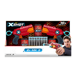 Набор скорострельных бластеров X-Shot Red  EXCEL MK 3 Double (2 бластыра, 3 банки, 16 патронов)
