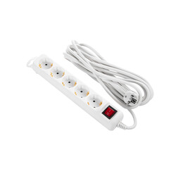 Подовжувач мережі 2E 5XSchuko з вимикачем, 3G*1.5мм, 5м, white (2E-U05ES15M5)