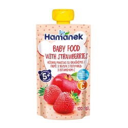 Фруктовое пюре Hamanek "Яблоко с клубникой" 5 мес+ 120г (8595139780456)