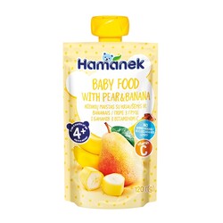 Фруктовое пюре Hamanek "Груша с бананом" 4 мес + 120г (780432)