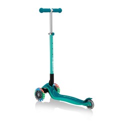 Самокат GLOBBER серии PRIMO FOLDABLE PLUS LIGHTS, зеленый, колеса с подсветкой, 50кг, 3+ (439-107)