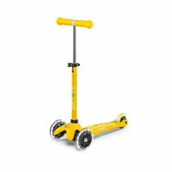 Самокат MICRO серии "Mini Deluxe LED" – ЖЁЛТЫЙ (до 50 kg, 3-х колесный, свет) (MMD053)