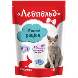 Леопольд. Консервы для кошек Мясной рацион с кроликом 100г (4820185491471)