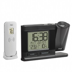 Годинник проекційний TFA із зовнішнім датчиком, чорний, адаптер, 149x104x38 мм (60501801)