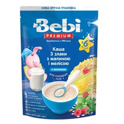 Premium.  Молочна каша "3 злаки з малиною і мелісою, збагачена пребиотиками", 6 мес+ 200 р.
