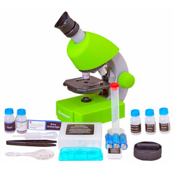 Микроскоп Bresser Junior 40x-640x Green с набором для опытов и адаптером для смартфона (8851300B4K)