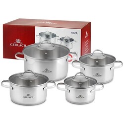 Набір каструль 8 предметів з нержавіючої сталі Gerlach Viva (5901035489370)