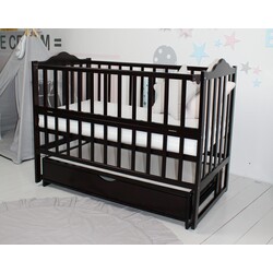 Ліжечко дитяче Baby Comfort ЛД3 шухляда, шарнір-підшипник + фіксатор, з відкидною боковиною, дерево бук