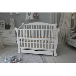 Ліжечко дитяче Baby Comfort ЛД10 шухляда, шарнір-підшипник + фіксатор, з відкидною боковиною, дерево