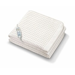 Електропростирадло Beurer, 100х200см, 60Вт, 9 режими, роздільне налаштування зон обігріву, бавовна, білий