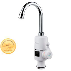 Кран-водонагрівач проточний NZ 3.0 кВт 0.4-5бар для кухні гусак вухо на гайці з дисплеєм AQUATICA