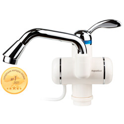 Кран-водонагрівач проточний LZ 3.0 кВт 0.4-5бар для раковини гусак вигнутий довгий на гайці AQUA