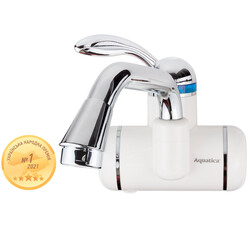 Кран-водонагрівач проточний LZ 3.0 кВт 0.4-5бар для раковини гусак вигнутий довгий настінний AQU