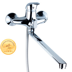 Смеситель NK Ø40 для ванны гусак прямой 350мм дивертор встроенный картриджный AQUATICA NK-2C232C (97