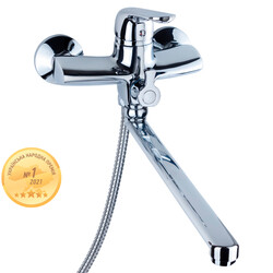 Смеситель NM Ø40 для ванны гусак прямой 350мм дивертор встроенный картриджный AQUATICA NM-2C234C (97