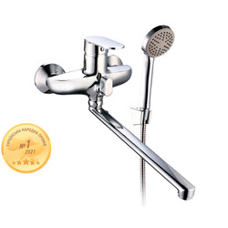 Змішувач s33 Ø40 для ванни гусей прямий 350мм дивертор вбудований картриджний AQUATICA (9733220)