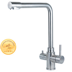 Смеситель KT Ø35 для кухни гусак с выходом для питьевой воды на гайке SS AQUATICA KT-4B770P (9722121