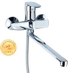 Смеситель KN Ø40 для ванны гусак прямой 350мм дивертор встроенный картриджный AQUATICA KN-2C228C (97