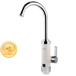 Кран-водонагреватель проточный HZ 3.0кВт 0.4-5бар для кухни гусак ухо на гайке (W) AQUATICA HZ-6B143