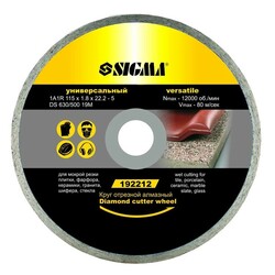 Коло відрізне алмазне універсальне Ø125×1.8×22.2мм, 12000об/хв SIGMA (1922131)