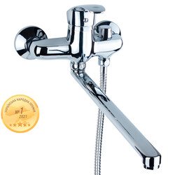 Змішувач NL Ø40 для ванни гусак прямий 350мм дивертор вбудований картриджний AQUATICA NL-2C243C (97