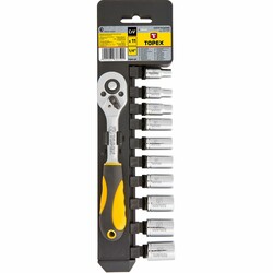 Набор сменных головок Topex 1/4", 11шт. CrV (38D650)