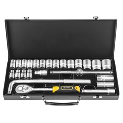 Набор торцевых ключей Topex, 25 шт., 1/2”, металлический кейс (38D850)