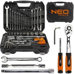 Набор инструмента Neo Tools 1/2", 1/4", CrV, 77 ед. (08-915)